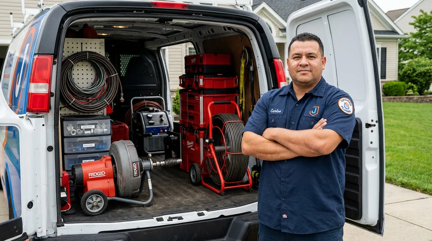 Professional drain cleaning equipment and Johns Plumbing LLC plumber in Maurice