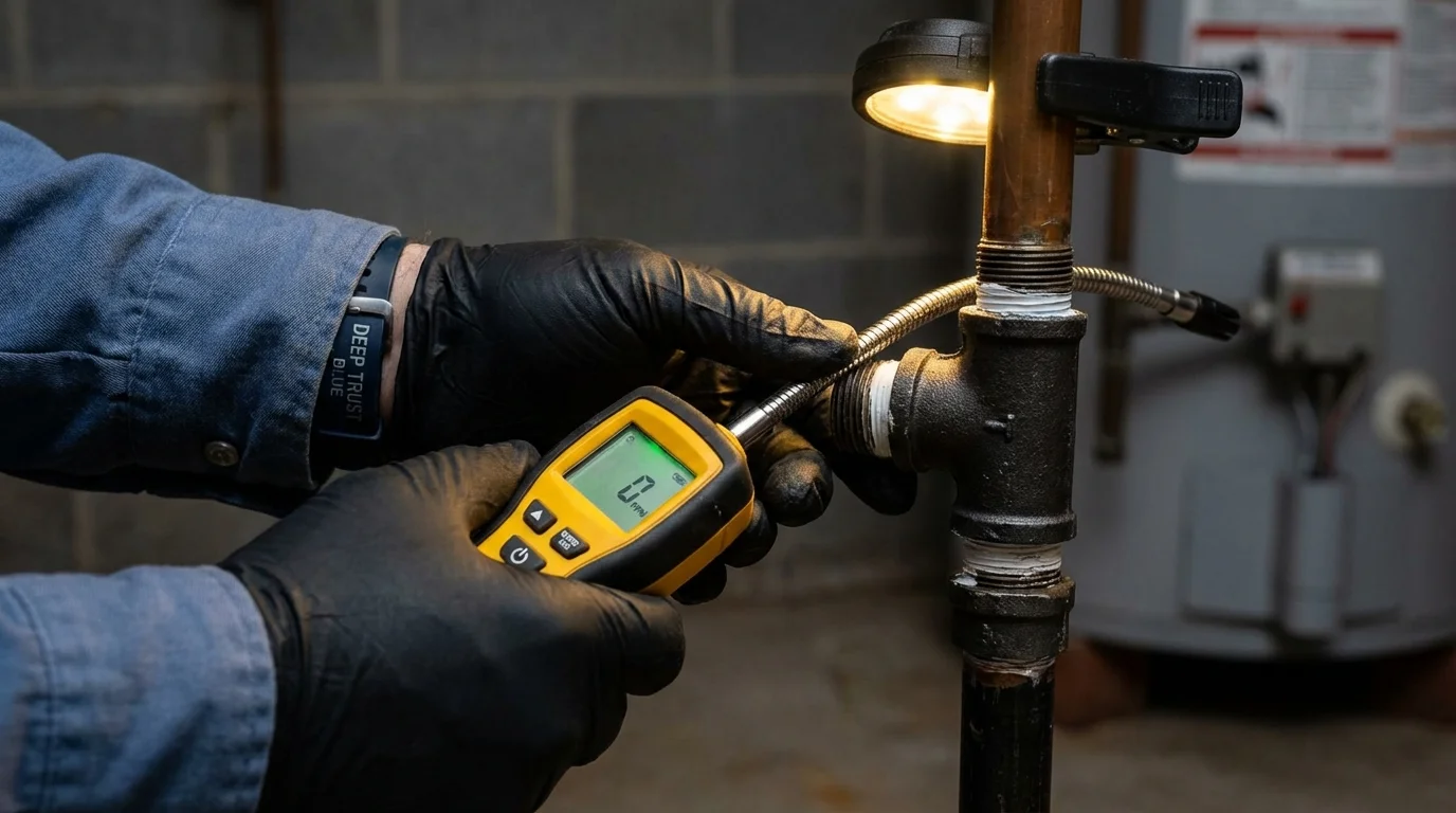 Gas leak detection with electronic sniffer by Johns Plumbing LLC in Maurice